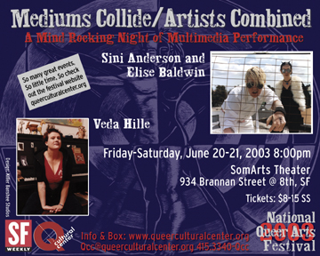 Mediums Collide/Artists Combined - Sini Anderson & Elise Baldwin w/ killer banshee studios & Veda Hille